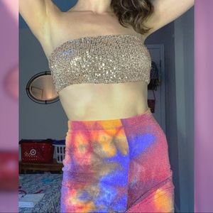 •Free People gold sequin tube top•